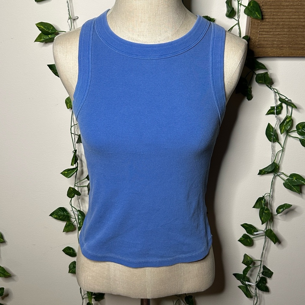 Old Navy Snug Crop Hi Neck Sapphire Sky - Picture 2 of 5